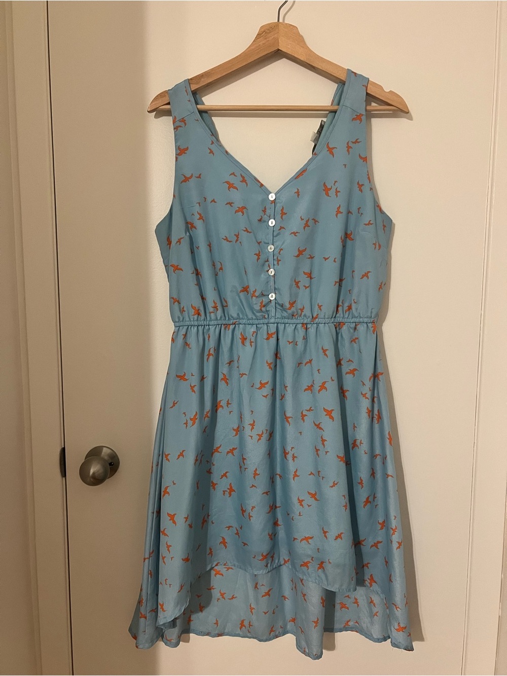 Olive & Oak Sky-Blue Sundress with Orange Bird Print